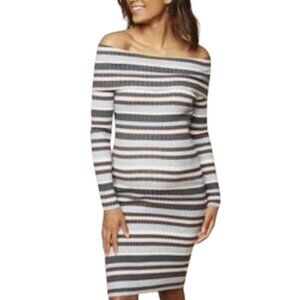 Motherhood Maternity Sweater Knit Dress Size Medium Ribbed Cowl Off Shoulder